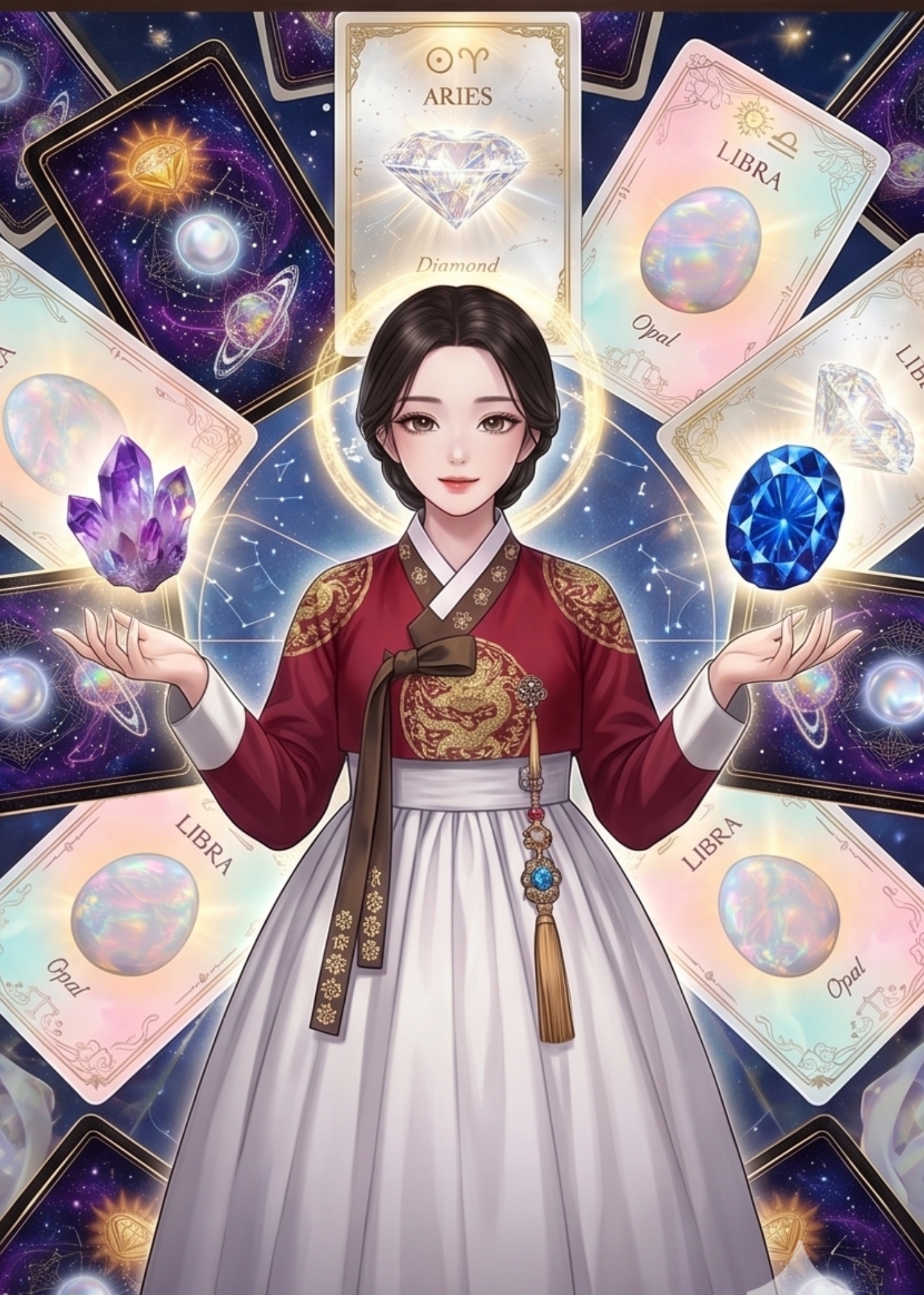 보석카드 리딩 설명 장면